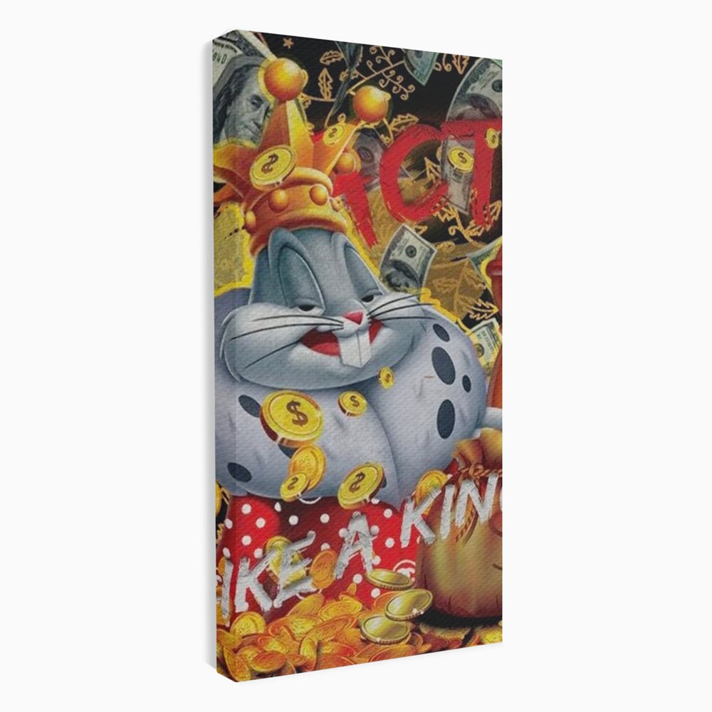 Tablou canvas cu tablou canvas cu bugs bunny rege, fara rama, pe sasiu de lemn
